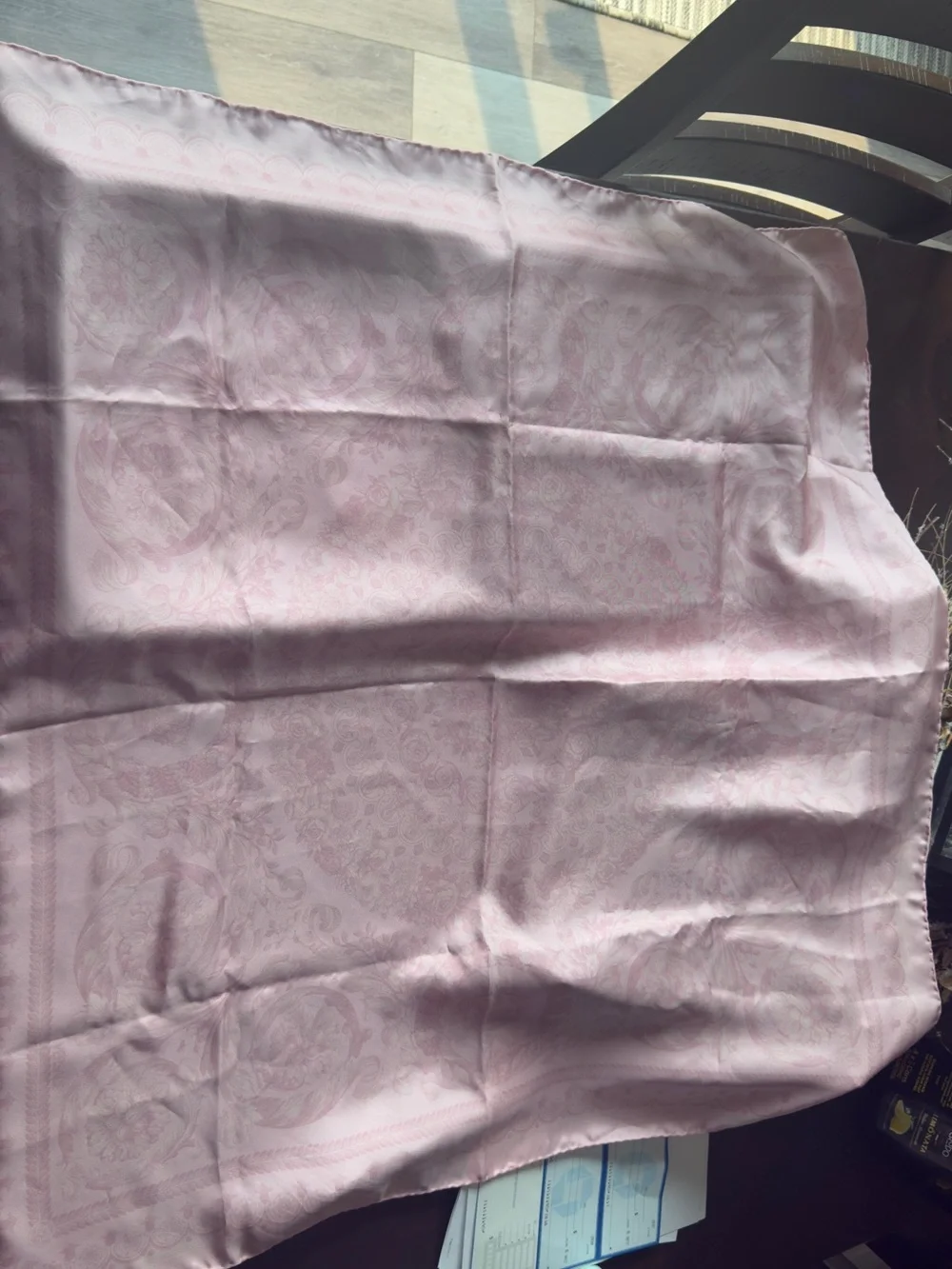 Versace Soft Pink Baroque Silk Scarf